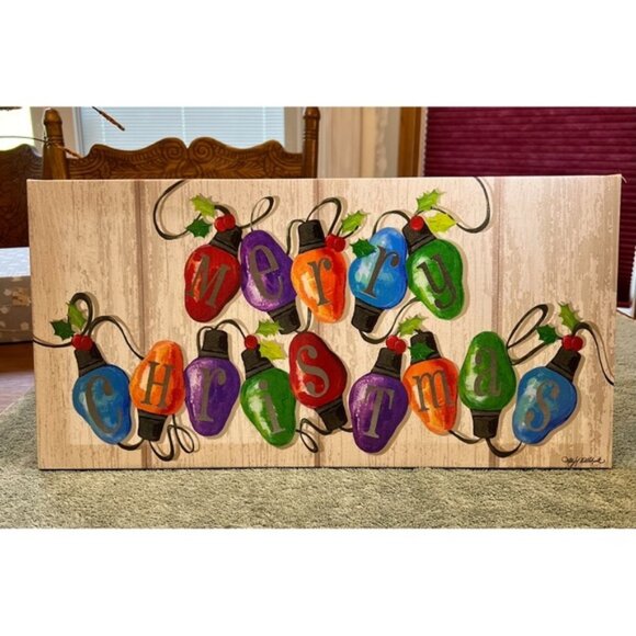 The Cute Holiday Picture Merry Christmas Lights Textual Art on Wrapped Canvas - Picture 1 of 8